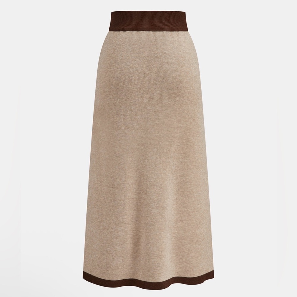 NWT Commense Tan and Brown Sweater Midi Skirt Set - Size Large - Picture 3 of 12